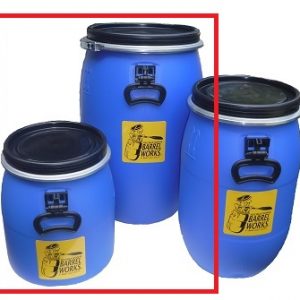 Three Recreational Barrel Works barrels highlighting the 20 litre and 60 litre size.