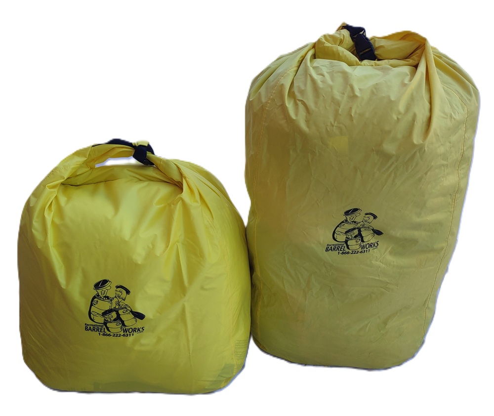 Short waterproof dry bag canoe pack liner, portage pack liner beside the tall waterproof liner